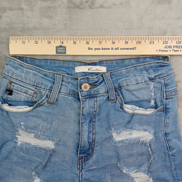 Kancan Distressed Denim Jean Shorts Women's W7 27 Blue High Waist Cuffed KC7082L - Picture 11 of 13